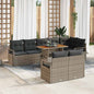 Conjunto de sofá de jardim 9 peças Bege Vime sintético