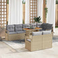 Conjunto de sofá de jardim 9 peças Bege Vime sintético