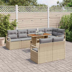 Conjunto de sofá de jardín 9 pcs Beige Poliratán