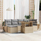 7 pcs Garden Sofa Set Beige Poly Rattan