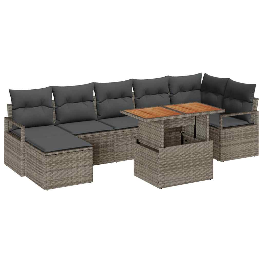 Conjunto de sofá de jardín 8 pcs Gris Poliratán