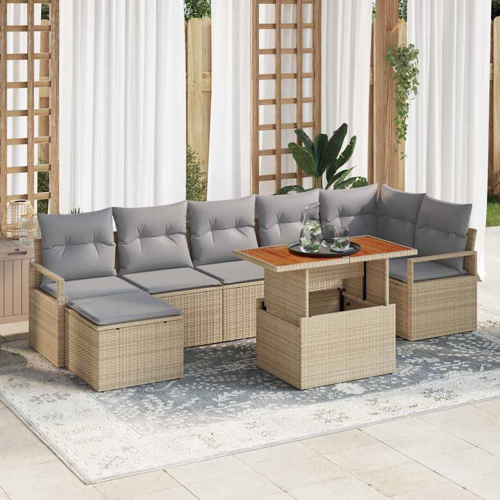 Conjunto de sofá de jardín 6 pcs Negro ratán sintético