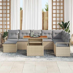 Conjunto de sofá de jardín 9 pcs Beige Poliratán