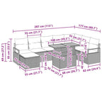 Conjunto de sofá de jardín 9 pcs Beige Poliratán