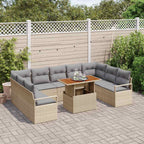 Conjunto de sofá de jardín 10 pcs Beige Poliratán