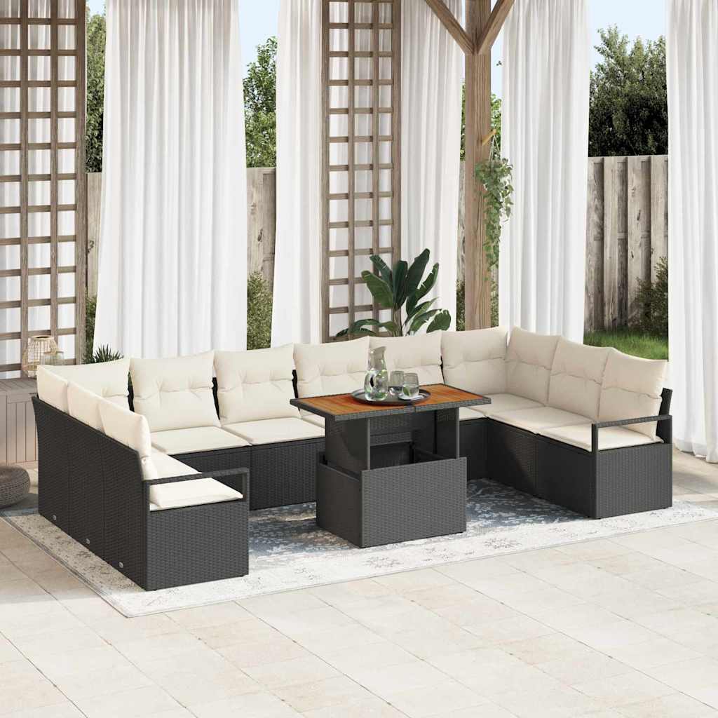 Conjunto de sofá de jardín 11 pcs Beige Poliratán