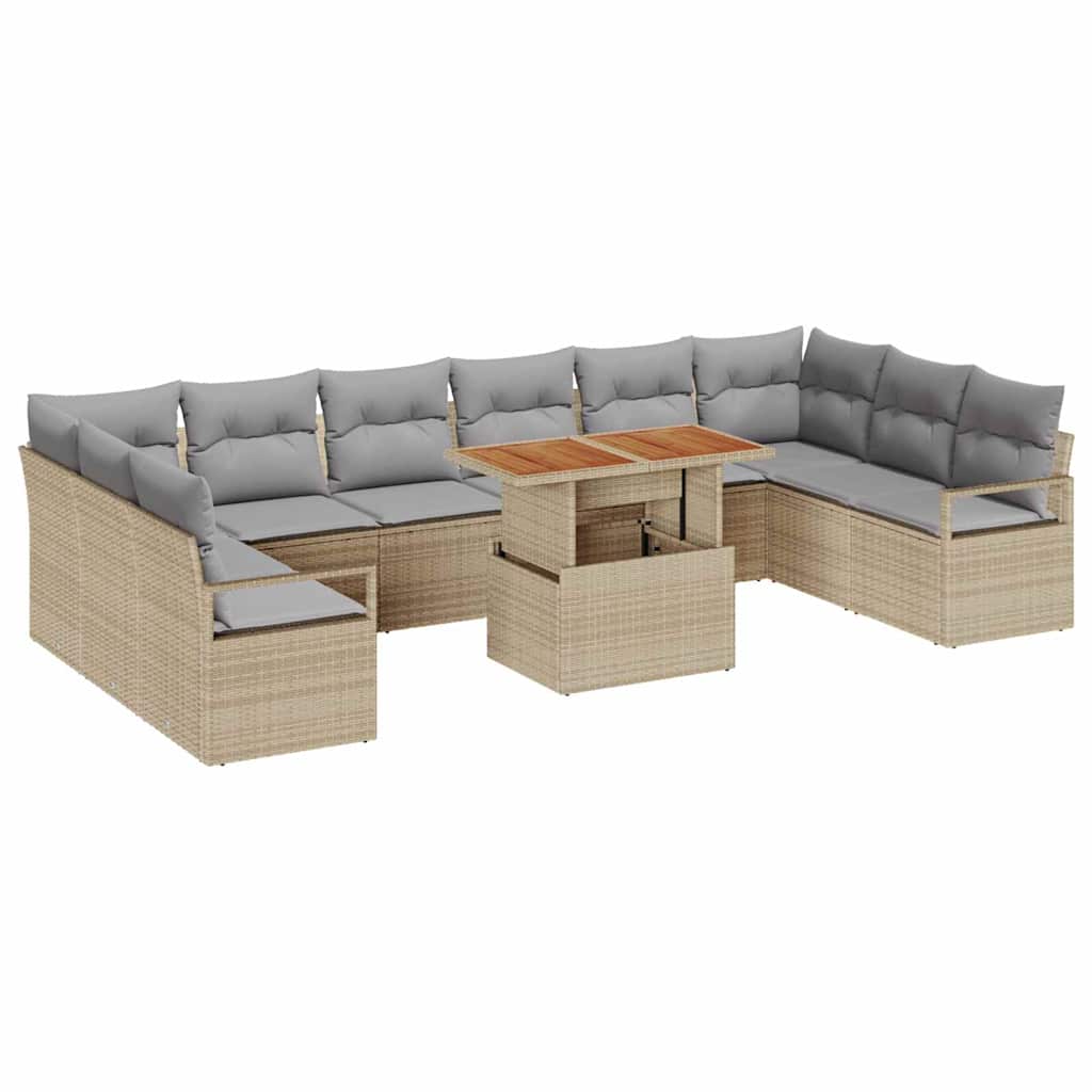 Conjunto de sofá de jardín 11 pcs Beige Poliratán