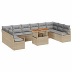 Conjunto de sofá de jardín 11 pcs Beige Poliratán