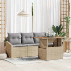 Conjunto de sofá de jardín 5 pcs Beige Poliratán
