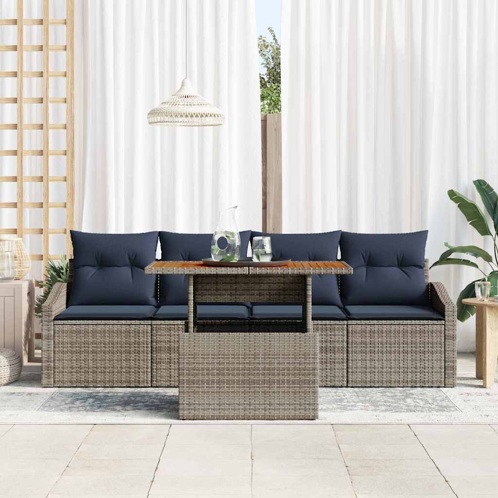 Conjunto de sofá de jardín 5 pcs Gris Poliratán