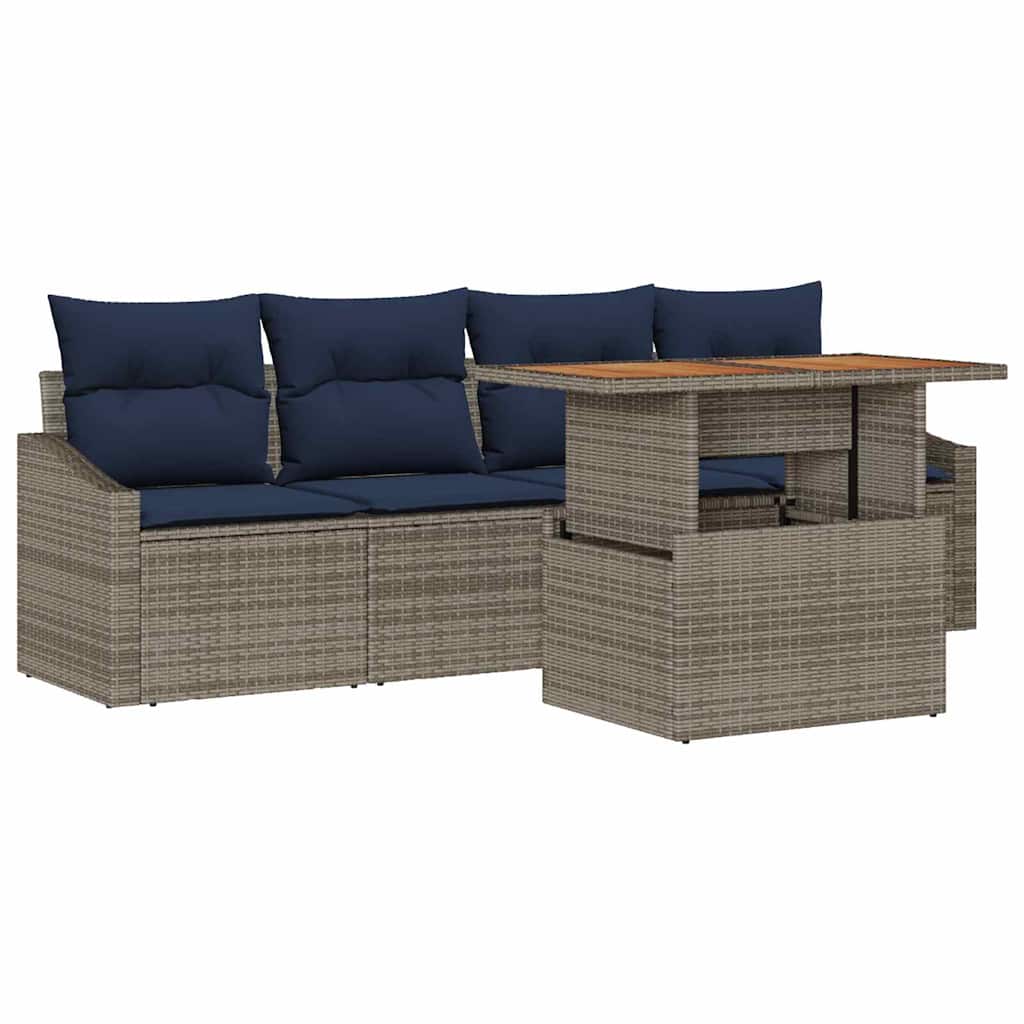 Conjunto de sofá de jardín 5 pcs Gris Poliratán