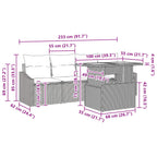 Conjunto de sofá de jardín 5 pcs Gris Poliratán