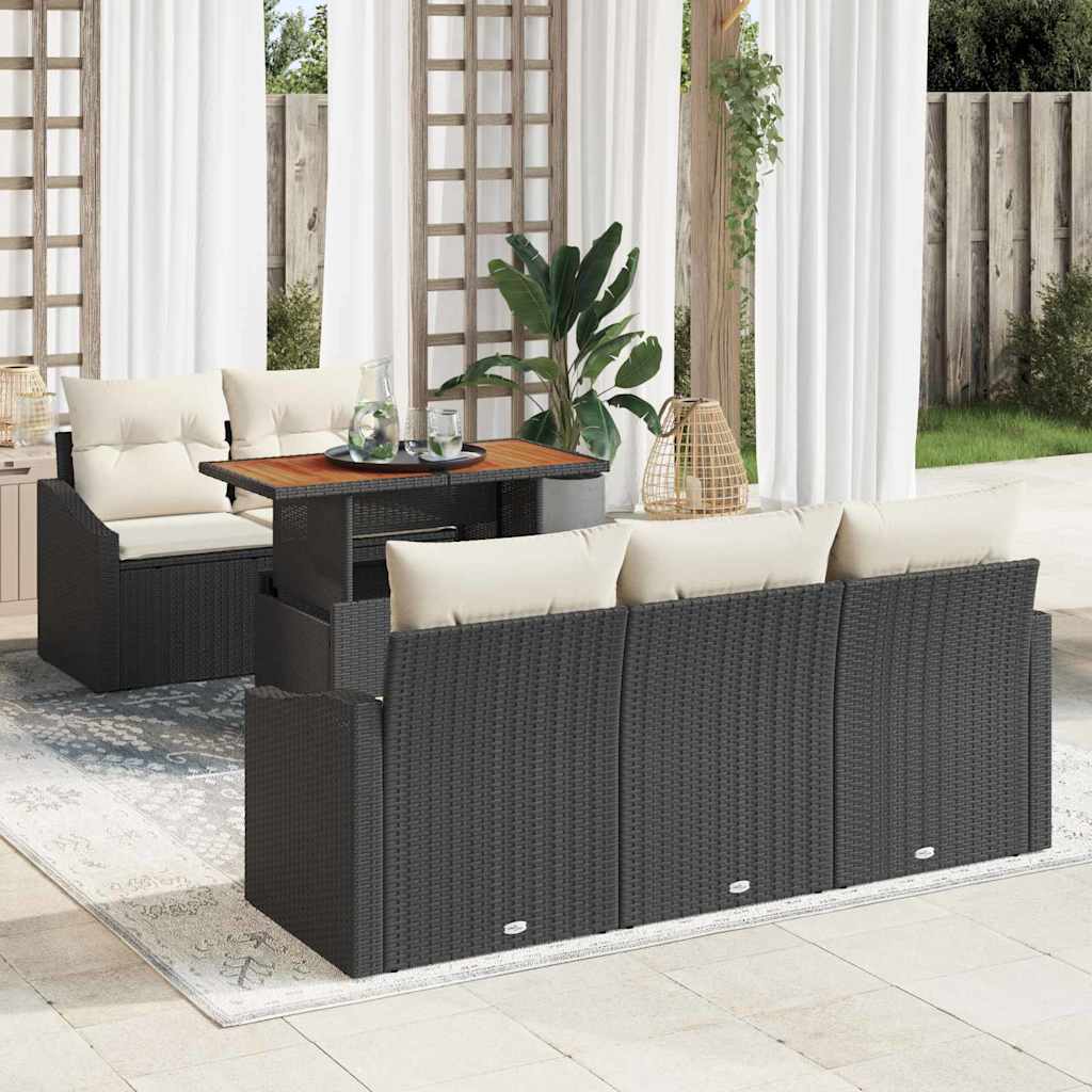 Conjunto de sofá de jardín 6 pcs Beige Poliratán