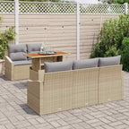 Conjunto de sofá de jardín 6 pcs Beige Poliratán