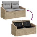 Conjunto de sofá de jardín 6 pcs Beige Poliratán