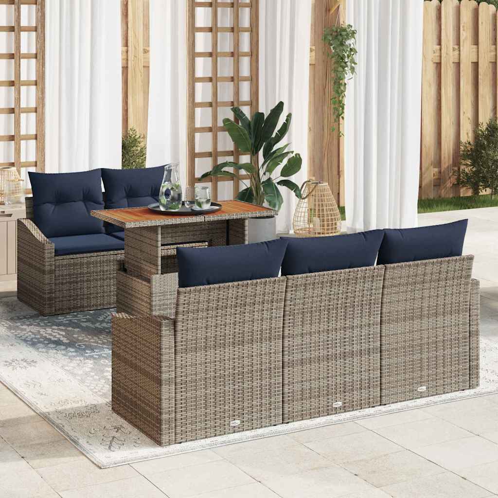 Conjunto de sofá de jardín 6 pcs Gris Poliratán