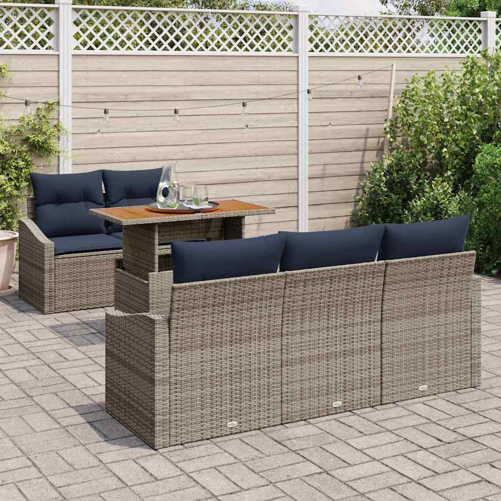 Conjunto de sofá de jardín 6 pcs Gris Poliratán