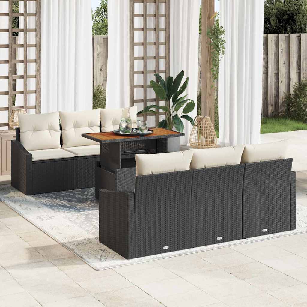 Conjunto de sofá de jardín 7 pcs Beige Poliratán