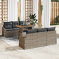 7 pcs Garden Sofa Set Beige Poly Rattan