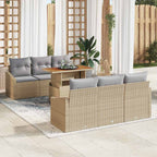 Conjunto de sofá de jardín 7 pcs Beige Poliratán