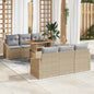 7 pcs Garden Sofa Set Beige Poly Rattan