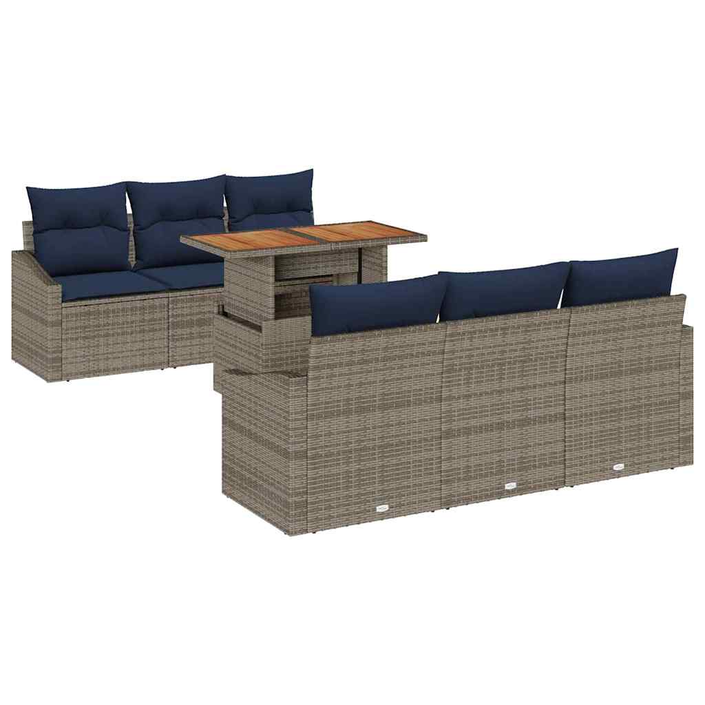 Conjunto de sofá de jardín 7 pcs Gris Poliratán