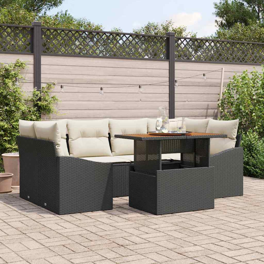 Conjunto de sofá de jardín 7 pcs Beige Poliratán