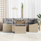 Conjunto de sofá de jardín 7 pcs Beige Poliratán
