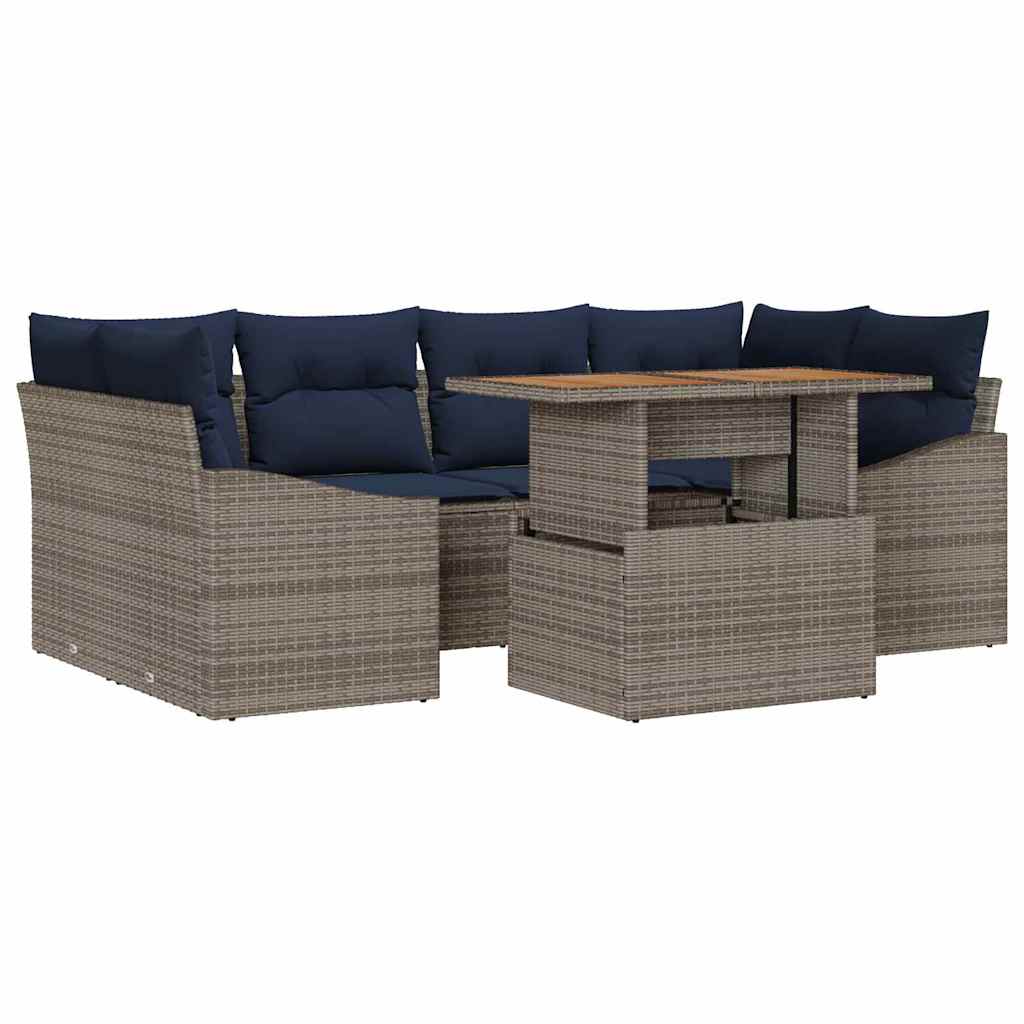 Conjunto de sofá de jardín 7 pcs Gris Poliratán