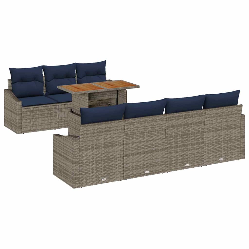 Conjunto de sofá de jardín 8 pcs Gris Poliratán