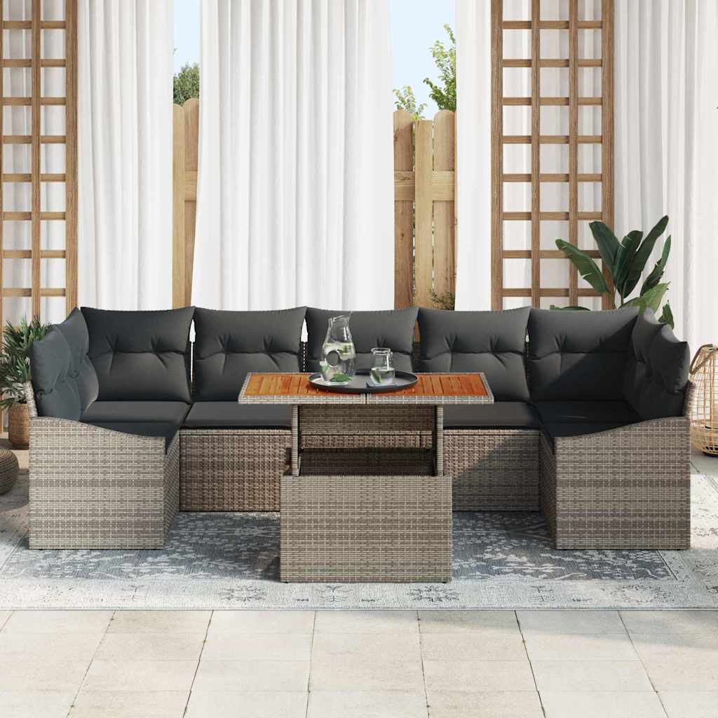 Conjunto de sofá de jardín con almacenamiento 8 pcs Gris
