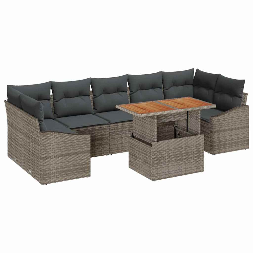 Conjunto de sofá de jardín con almacenamiento 8 pcs Gris