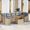 Conjunto de sofá de jardín 8 pcs Beige y Gris Claro