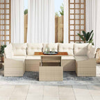 Conjunto de sofá de jardín con cojín 8 pcs Beige y Crema
