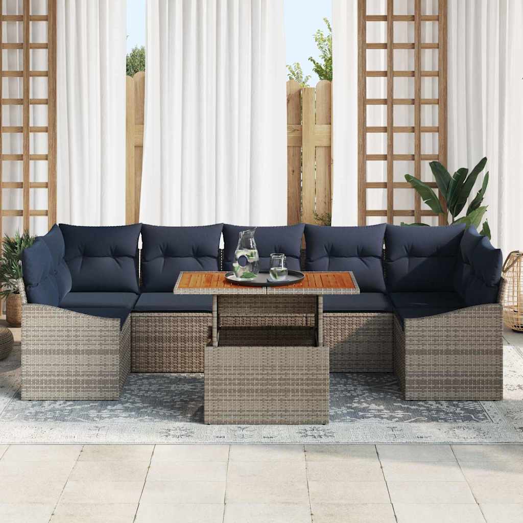 Conjunto de sofá de jardín 8 pcs Gris Poliratán