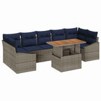 Conjunto de sofá de jardín 8 pcs Gris Poliratán