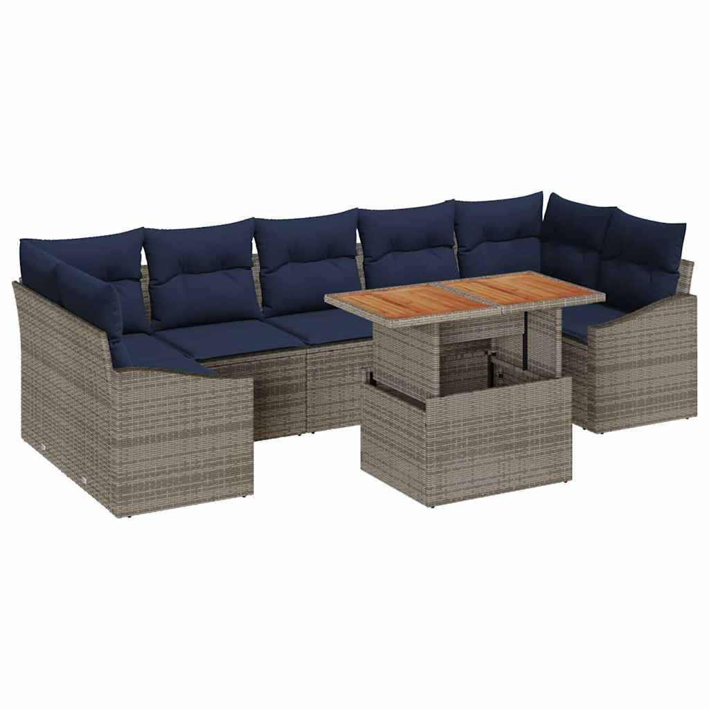 Conjunto de sofá de jardín 8 pcs Gris Poliratán
