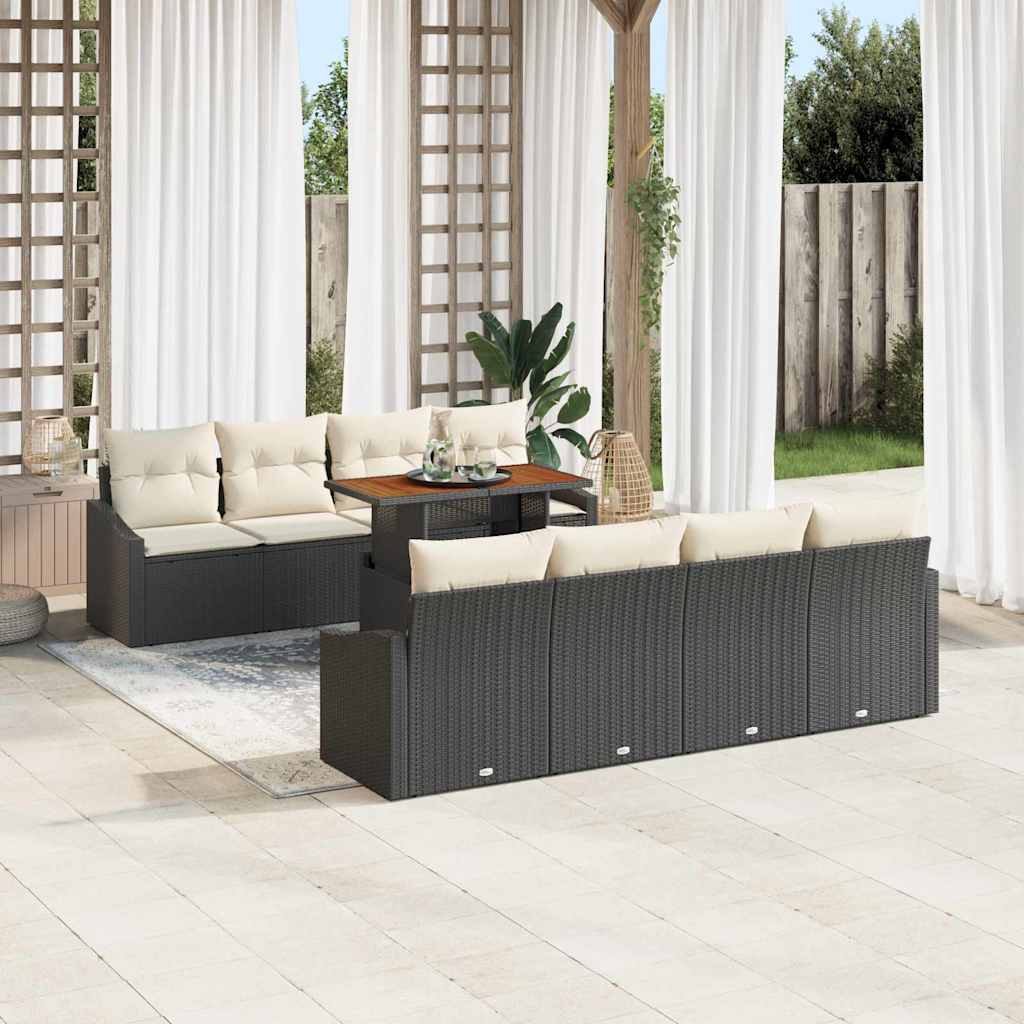 Conjunto de sofá de jardim 9 peças Bege Vime sintético