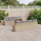 Conjunto de sofá de jardín 9 pcs Beige Poliratán