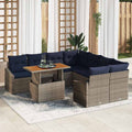 Conjunto de sofá de jardín 9 pcs Gris Poliratán