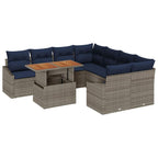 Conjunto de sofá de jardín 9 pcs Gris Poliratán