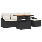Conjunto de sofá de jardín 6 pcs Negro Poliratán