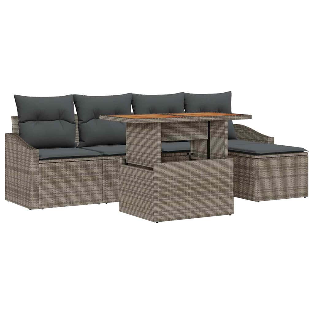 Conjunto de sofá de jardín 6 pcs Gris Poliratán