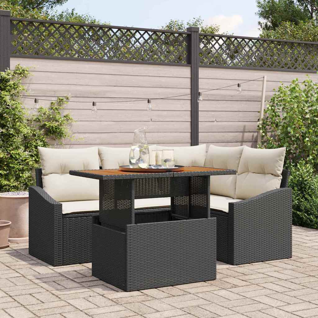 Conjunto de sofá de jardín 5 pcs Beige Poliratán