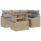 Conjunto de sofá de jardín 5 pcs Beige Poliratán