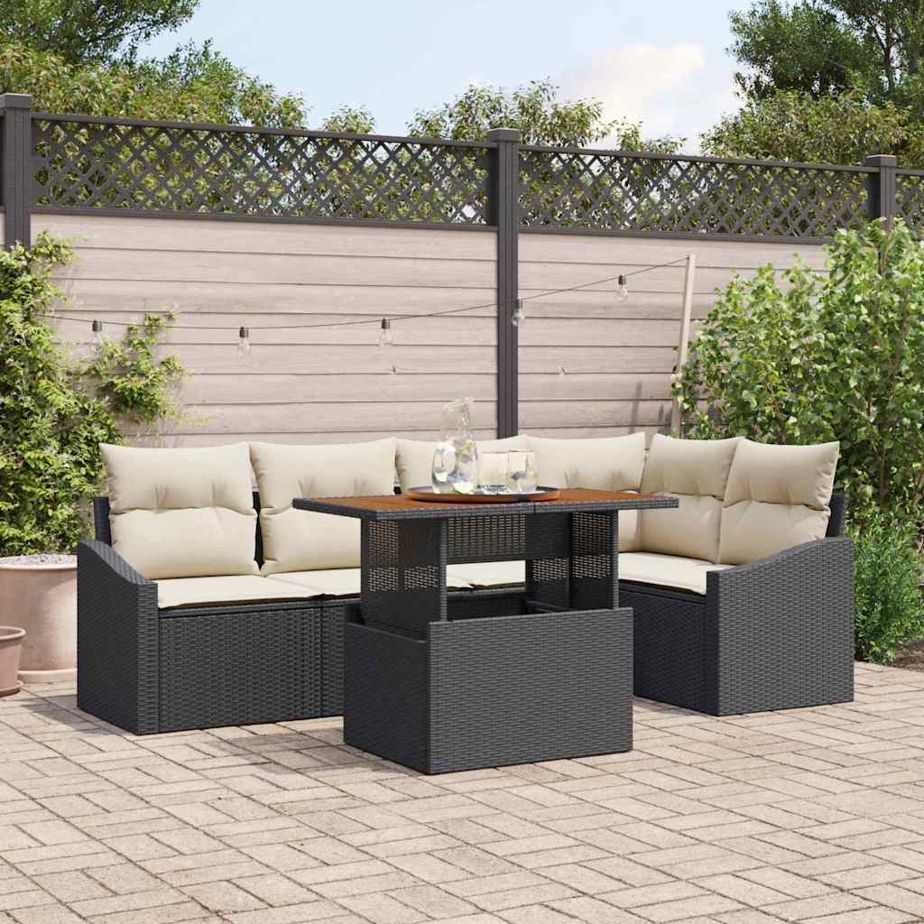 Conjunto de sofá de jardim 6 pcs Bege Polirratã