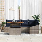 Conjunto de sofá de jardín 6 pcs Gris Poliratán