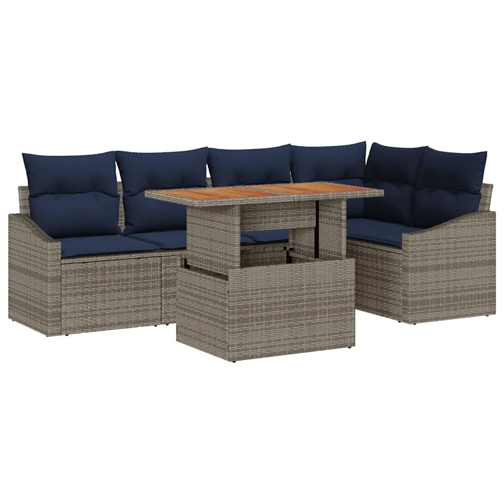 Conjunto de sofá de jardín 6 pcs Gris Poliratán