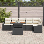 Conjunto de sofá de jardín 7 pcs Negro Poliratán