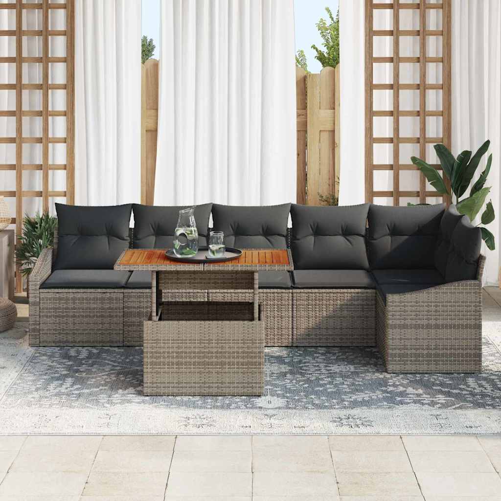 Conjunto de sofá de jardín 7 pcs Gris Poliratán